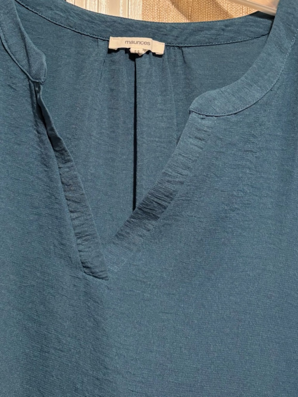 Maurices Teal Ruffle Sleeve V-Neck Blouse Plus Size - Picture 2 of 2